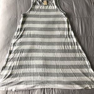 White and Grey Flowy T-shirt Dress